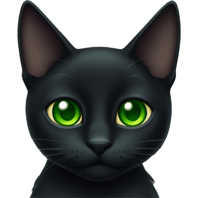 A black cat with dark green eyes is lying emoji