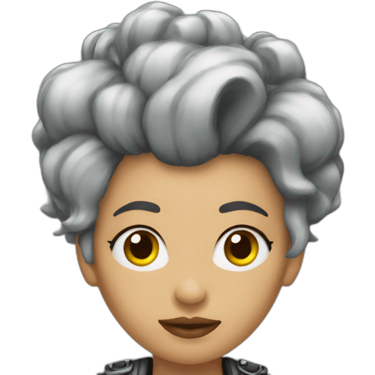 Woman in steel gray punk hair emoji