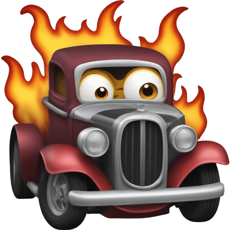 hot rod with flames emoji