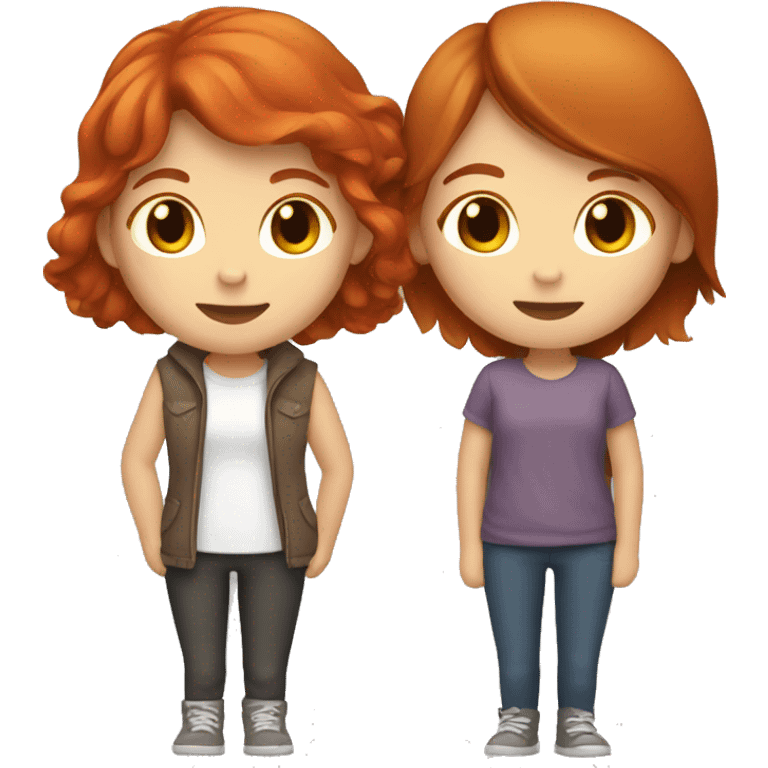 Red headed girl hugging brown haired girl emoji