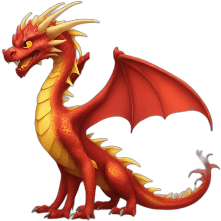 Dragon with red scale and yellow eyes emoji