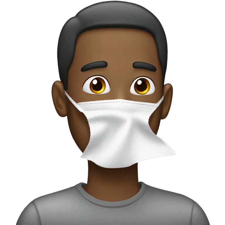 Man with Kleenex up nose emoji