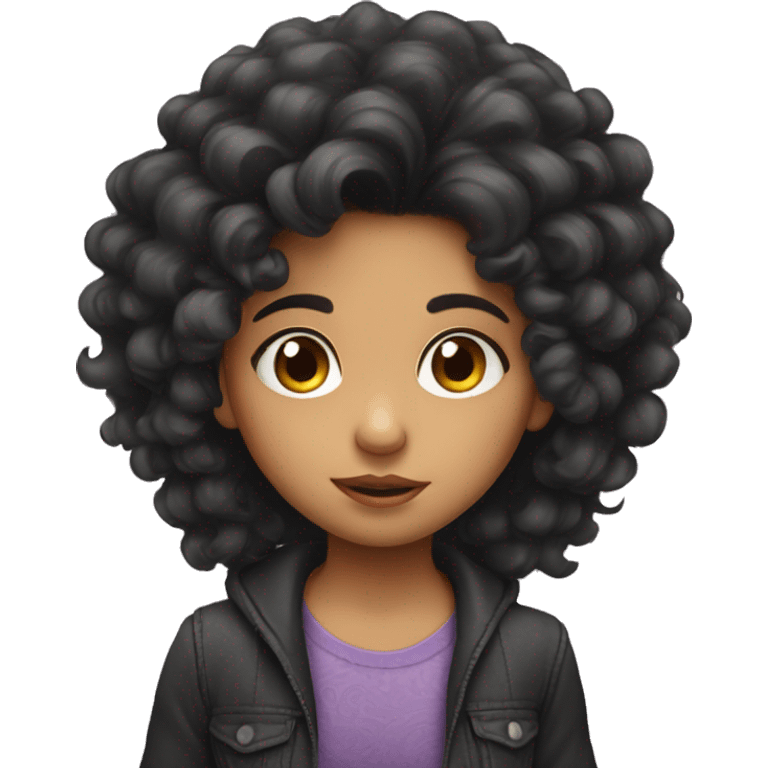 Cute hispanic girl with big eyes and wild hair emoji