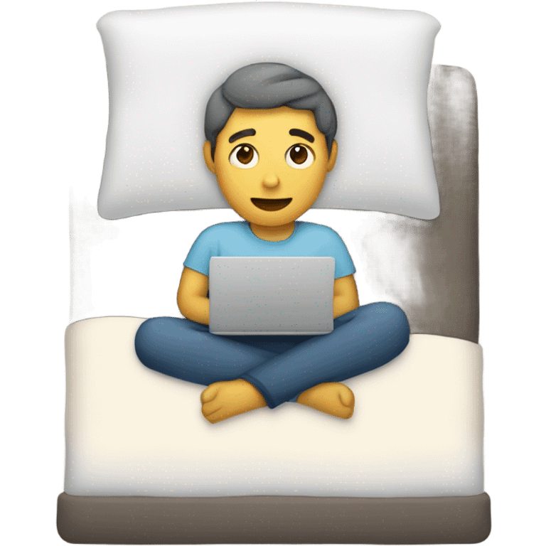 Cozy in bed on laptop  emoji