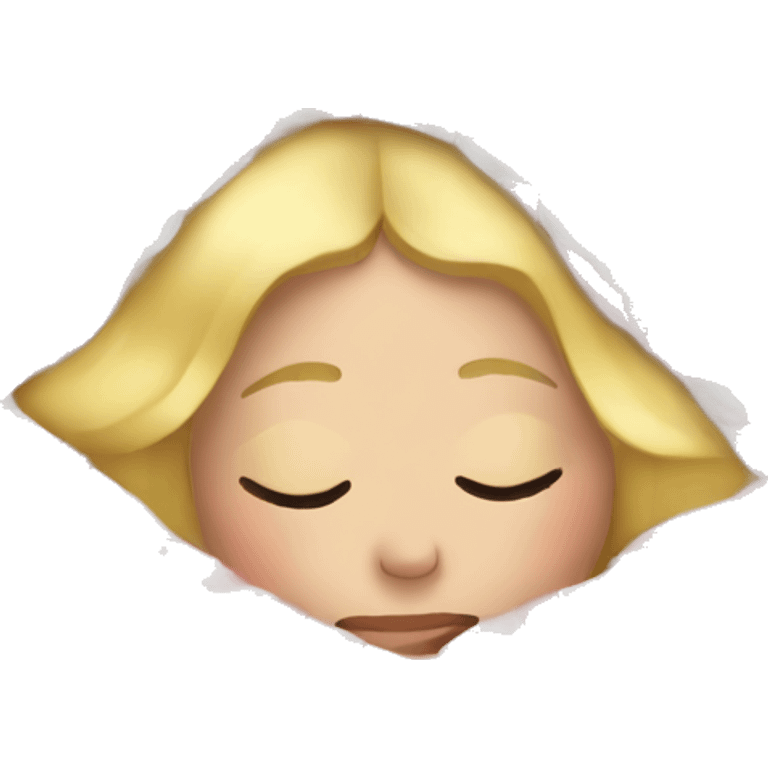 A blonde girl asleep in Christmas sheets  emoji