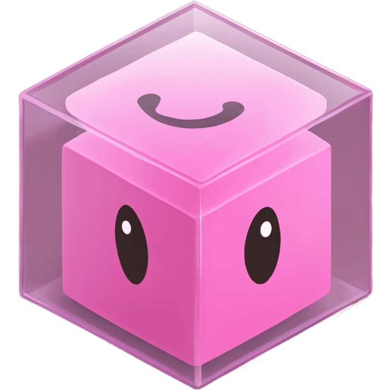 pink cube inside another glass cube isometric view emoji