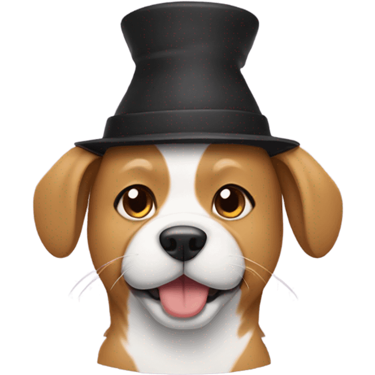 Dog wearing a cat hat emoji