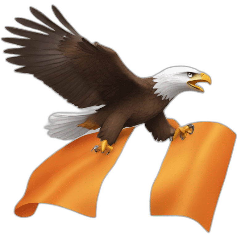 eagle spreading its wings with an orange white flag emoji