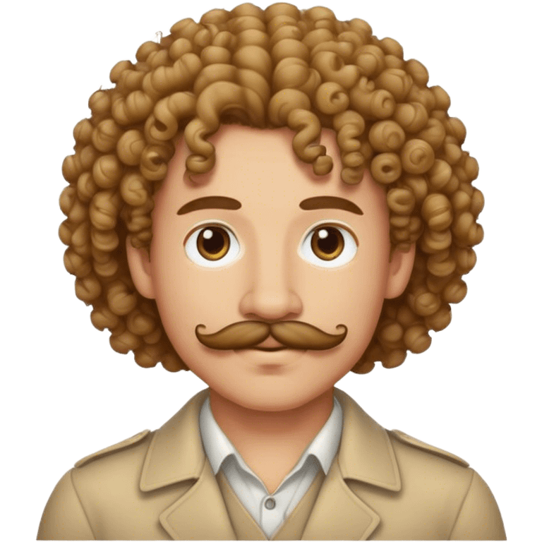 a person with curly hair and mustach emoji