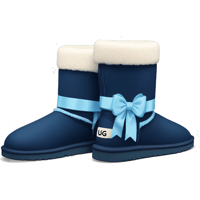 navy blue Ugg boot with light blue ribbon bow emoji