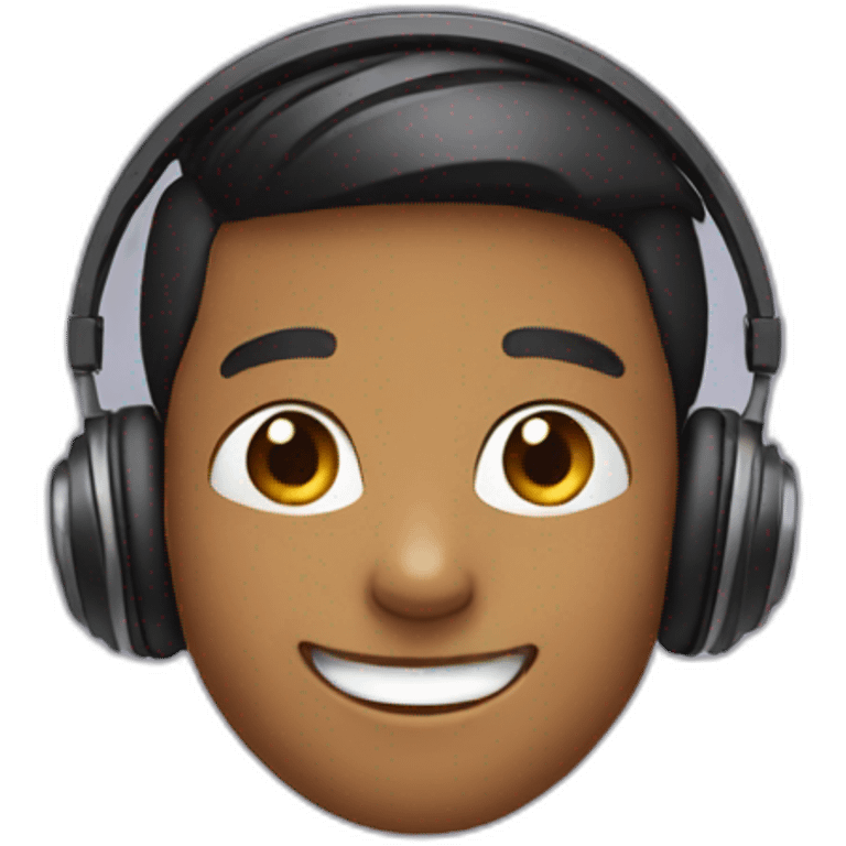 boy with headphones and smiling emoji