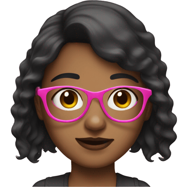 dark haired girl in pink glasses emoji