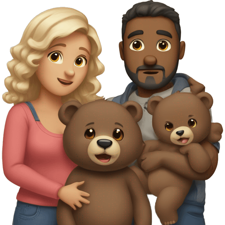 3 adult bears and baby bear emoji