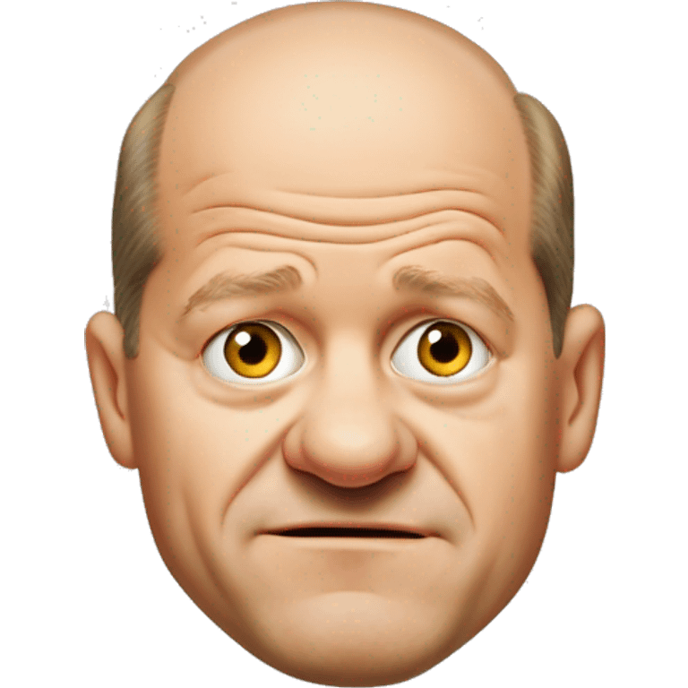 photorealistic Olaf Scholz embarrassed, guiltily shrugs sad emoji