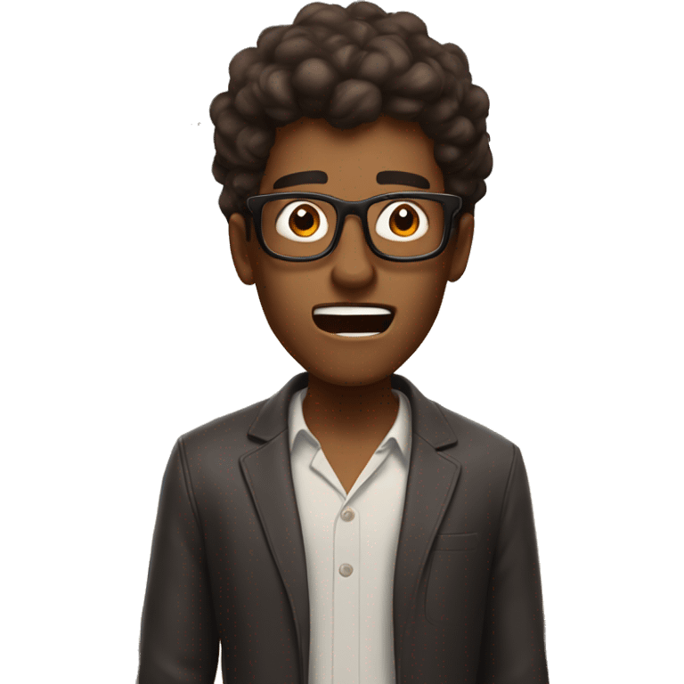 brown skin guy with glasses and dark hair exploding head surprised emoji