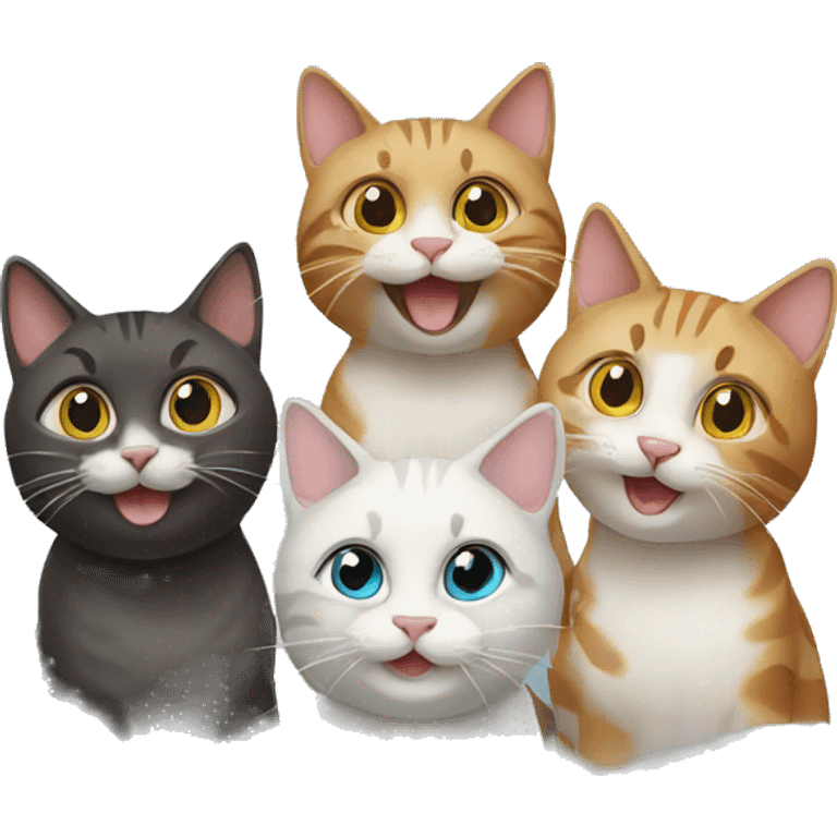 four cats celebrating emoji