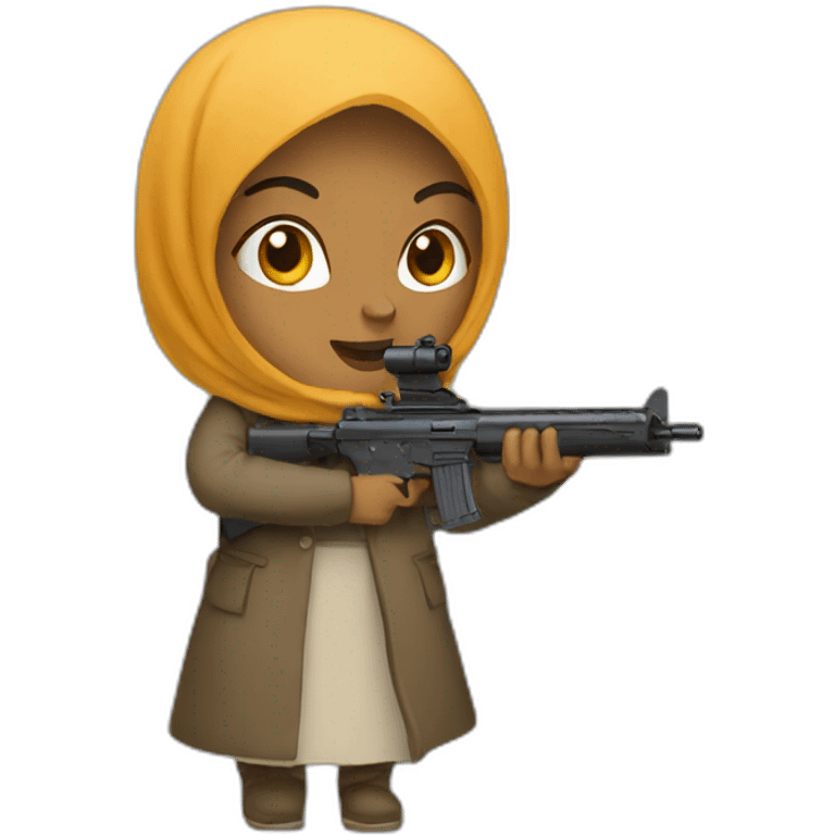 Muslim woman with a gun emoji