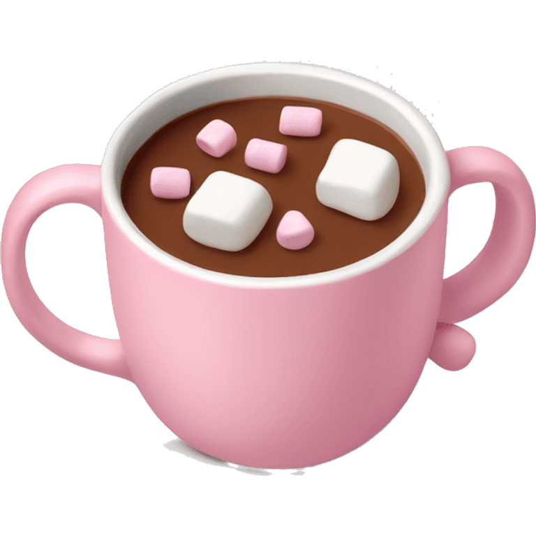 Light Pink mug of hot chocolate with marshmallows  emoji