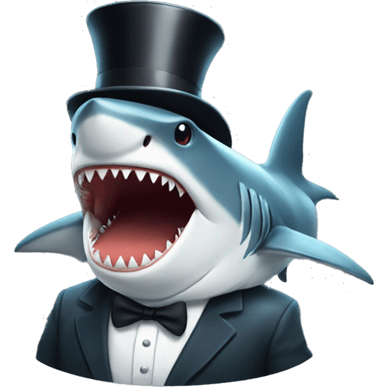 Shark with a top hat emoji