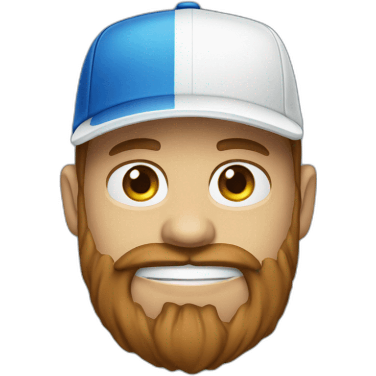 blue cap and white polo cleaner, with a brown beard emoji