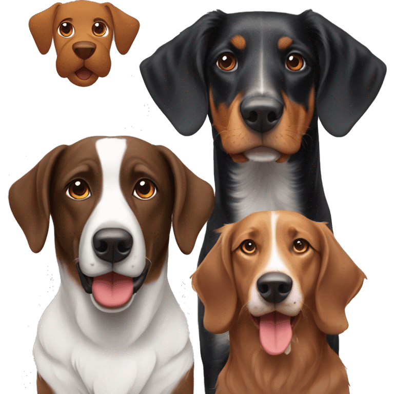 German pointer and dachshund and Australian Shepard  emoji