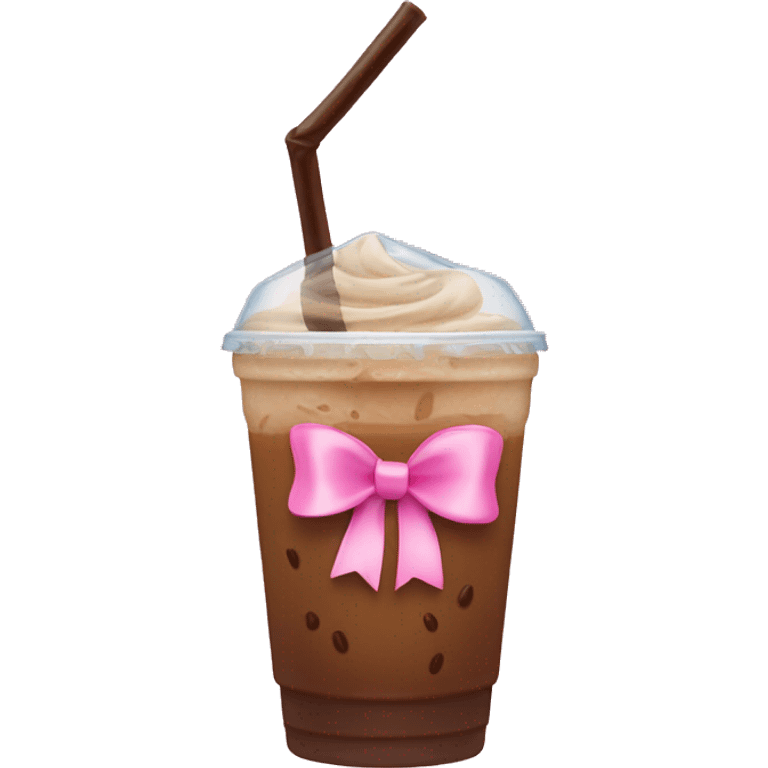 Iced coffee with pink bow emoji