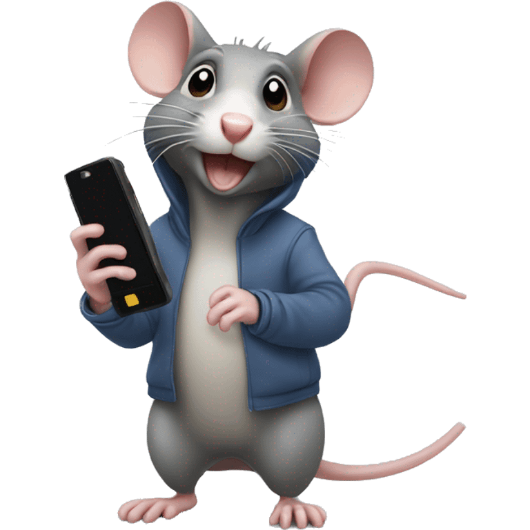 rat using cellphone emoji