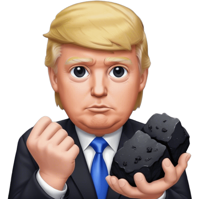 Trump holds coal in his hands emoji