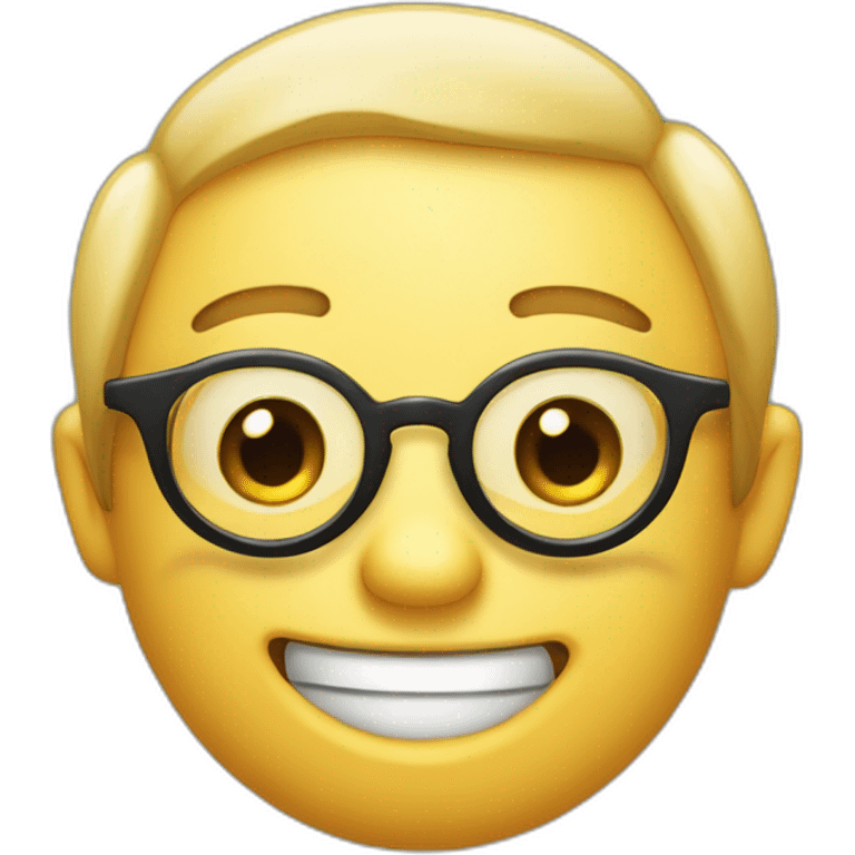 bespectacled emoji points his finger skyward with two protruding upper incisors emoji