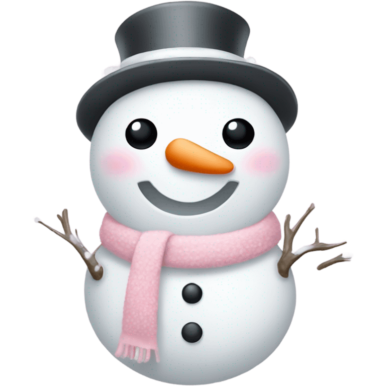 Cute white and light pink snowman emoji