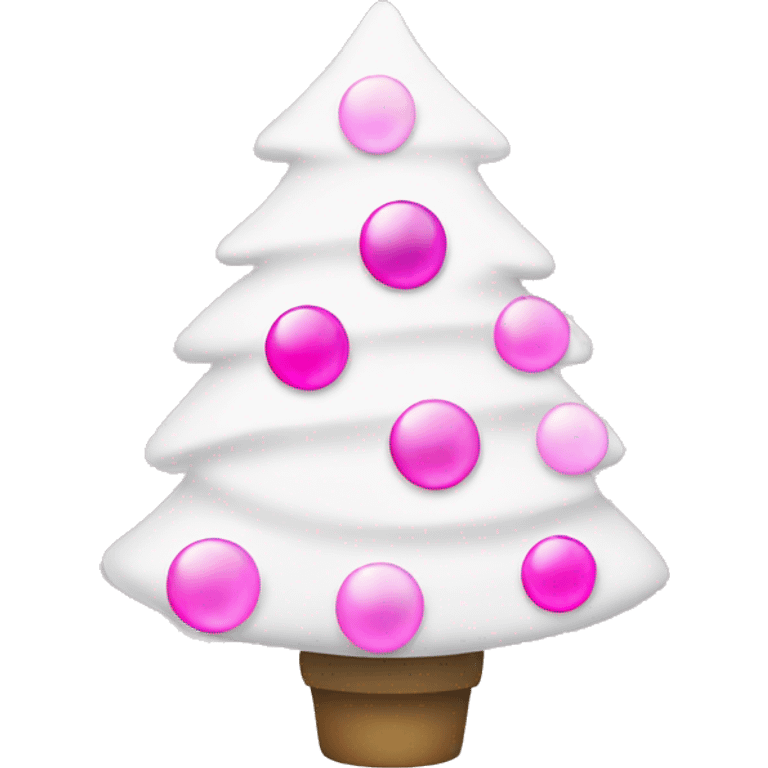 white christmas tree with different shades of pink bulbs and lights emoji