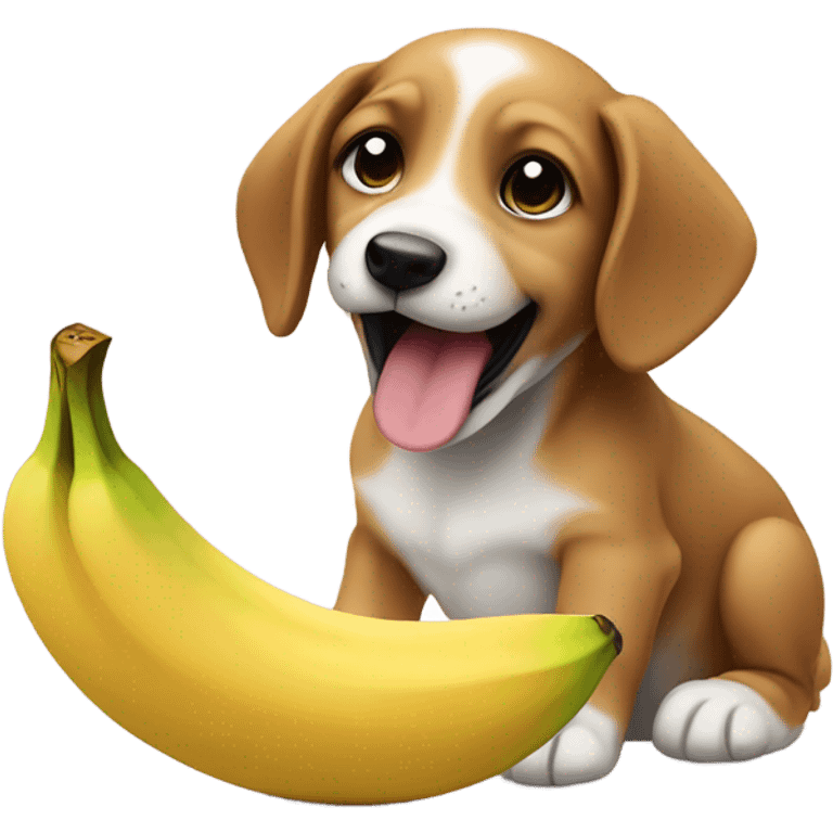 A puppy eating a banana  emoji