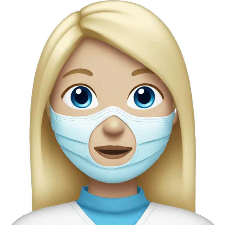 Blonde Girl with blue eyes with a facemask emoji