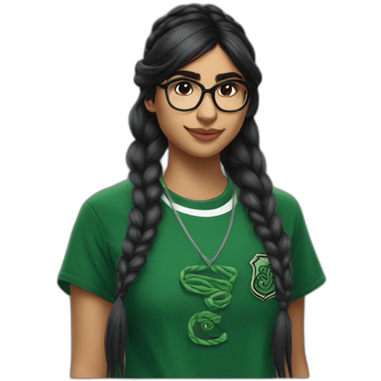 Mia Khalifa slytherin tshirt braid emoji