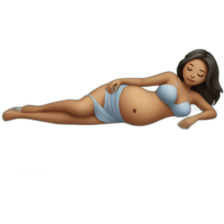 A pregnant woman laying on a rock emoji