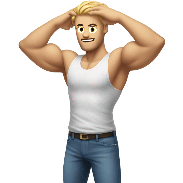 muscle white man figure hands behind your head emoji