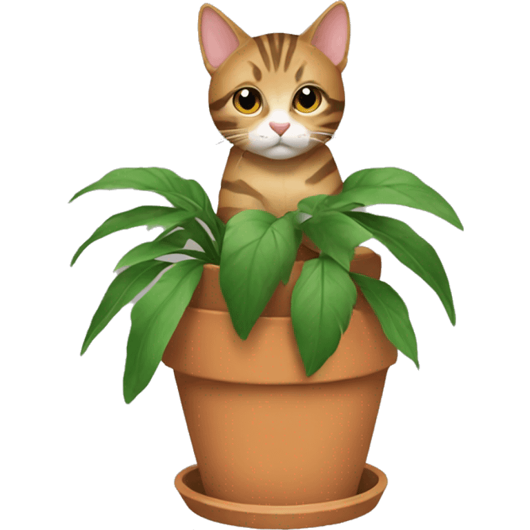 Tabby cat sitting in a plant pot emoji