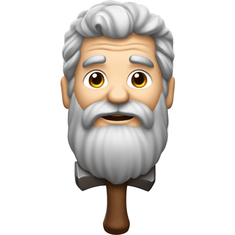 gray haired bearded dwarf face, holding a hammer emoji