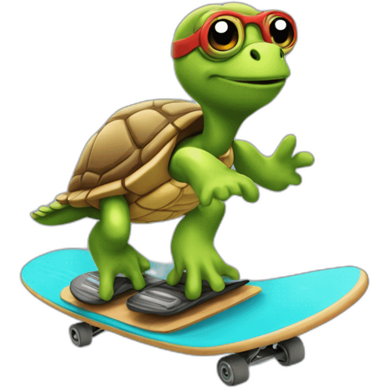 Turte riding a scateboard emoji