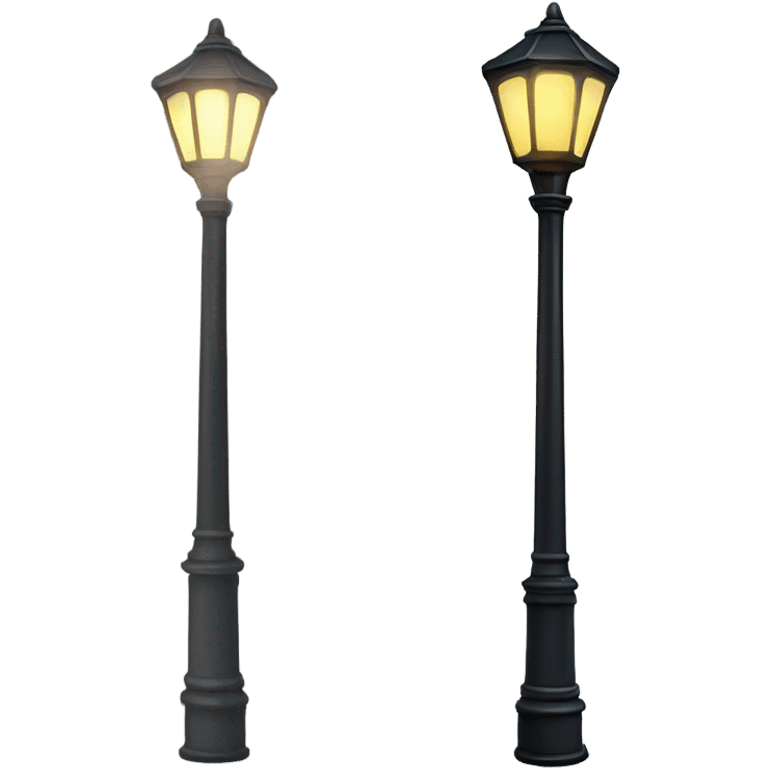 Realistic full length lit lamp post isolated.  emoji