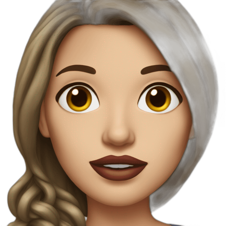 Brunette woman with long hair, painted lips, secretary and big earrings emoji