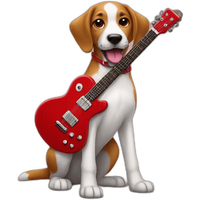 Dog with red guitar funny silly emoji