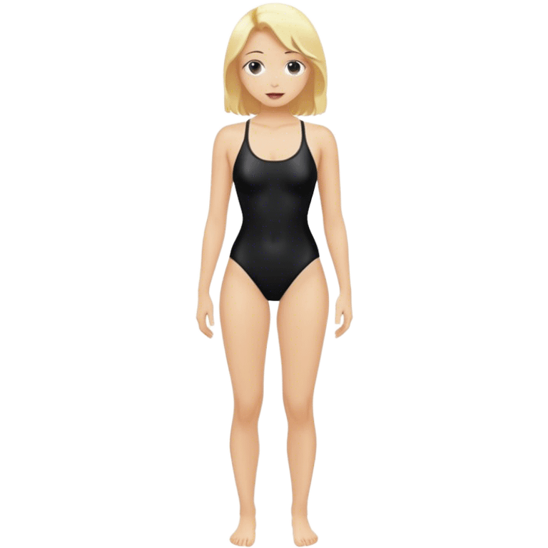 hot woman in black  swimming suit blond skin  long hair full body  emoji