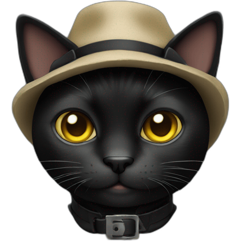 A small black cat dressed as a bank robber. emoji