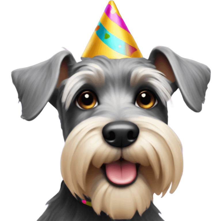 miniature schnauzer dog with party hat on  emoji