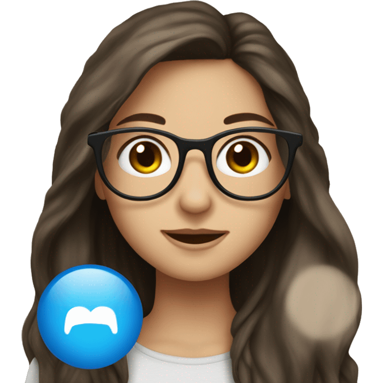 Brunette girl with long Hair and Blue Eyes in glasses  emoji