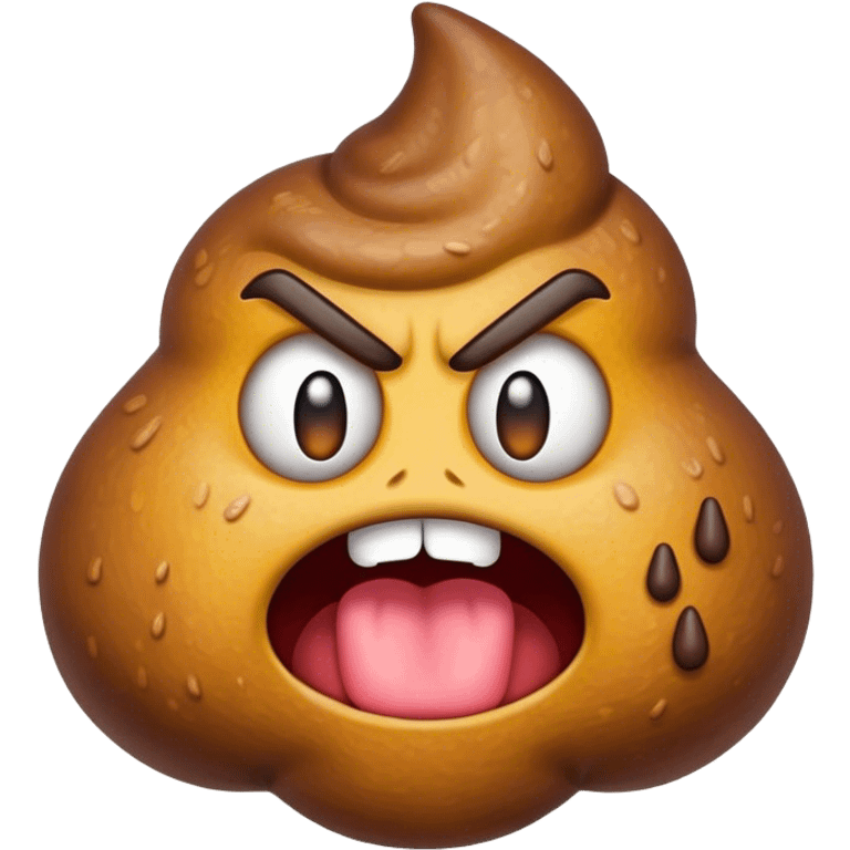 Poop emoji with mad face emoji