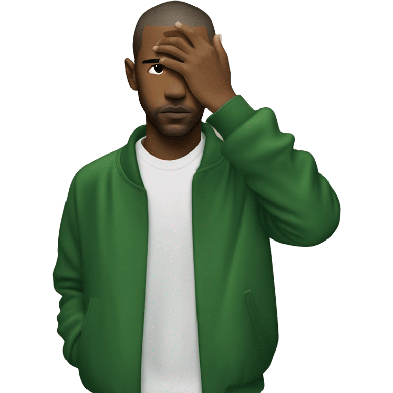 Frank ocean, green buzzcut, hand hiding face emoji