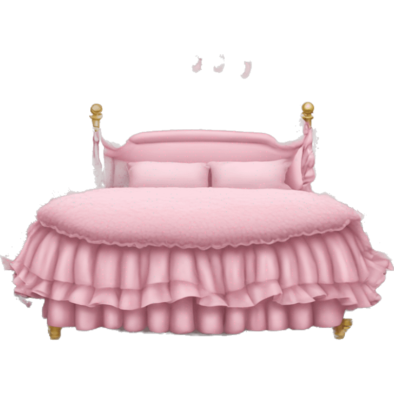 pink bed with ruffles and zebra print and chandelier emoji