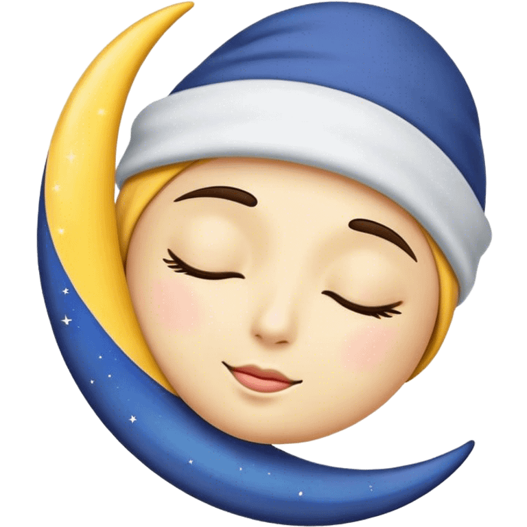 Crescent moon with sleeping hat emoji